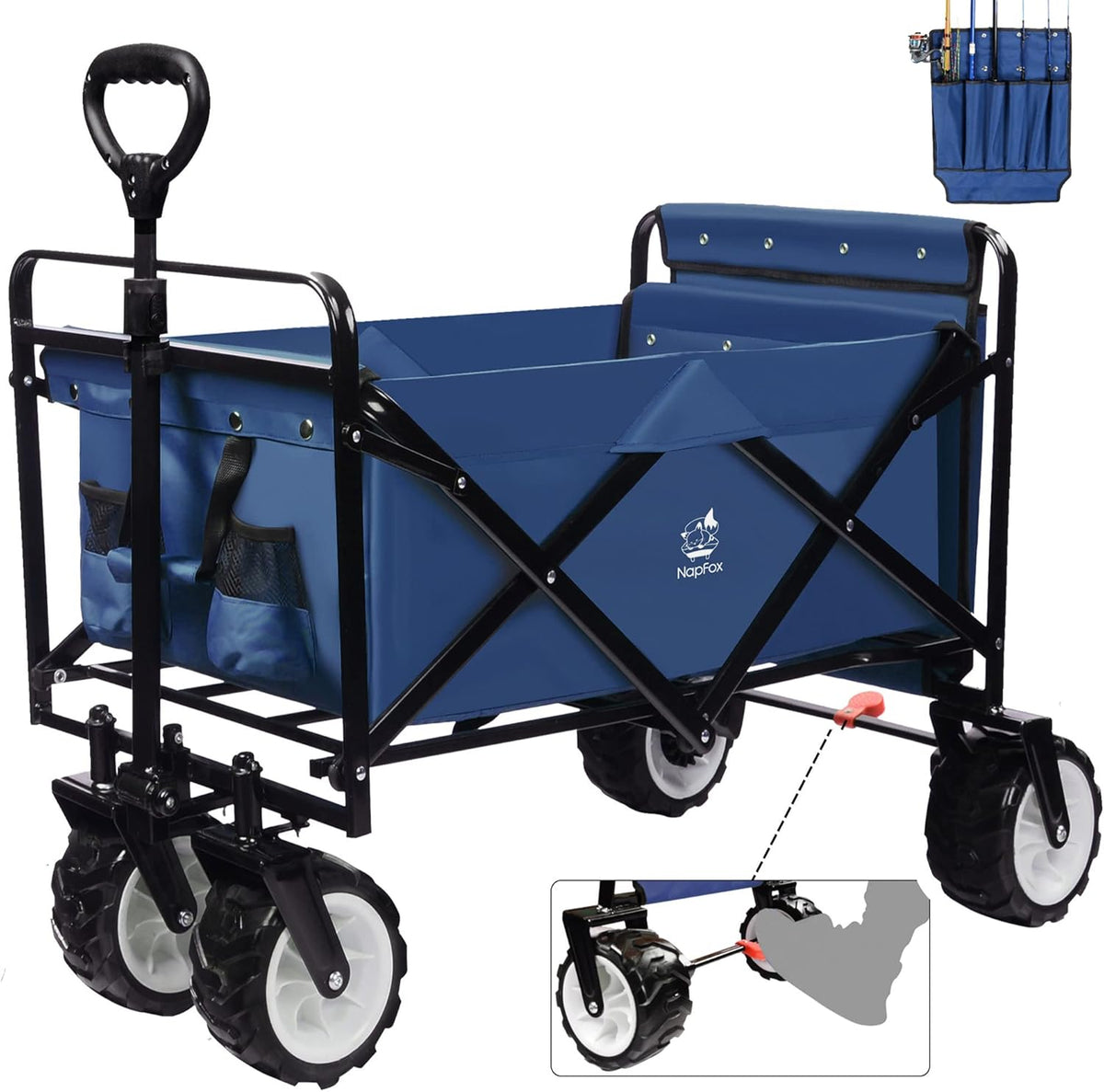 Collapsible Heavy Duty Beach Wagon Cart with Universal Wheels Adjustable Handle C172