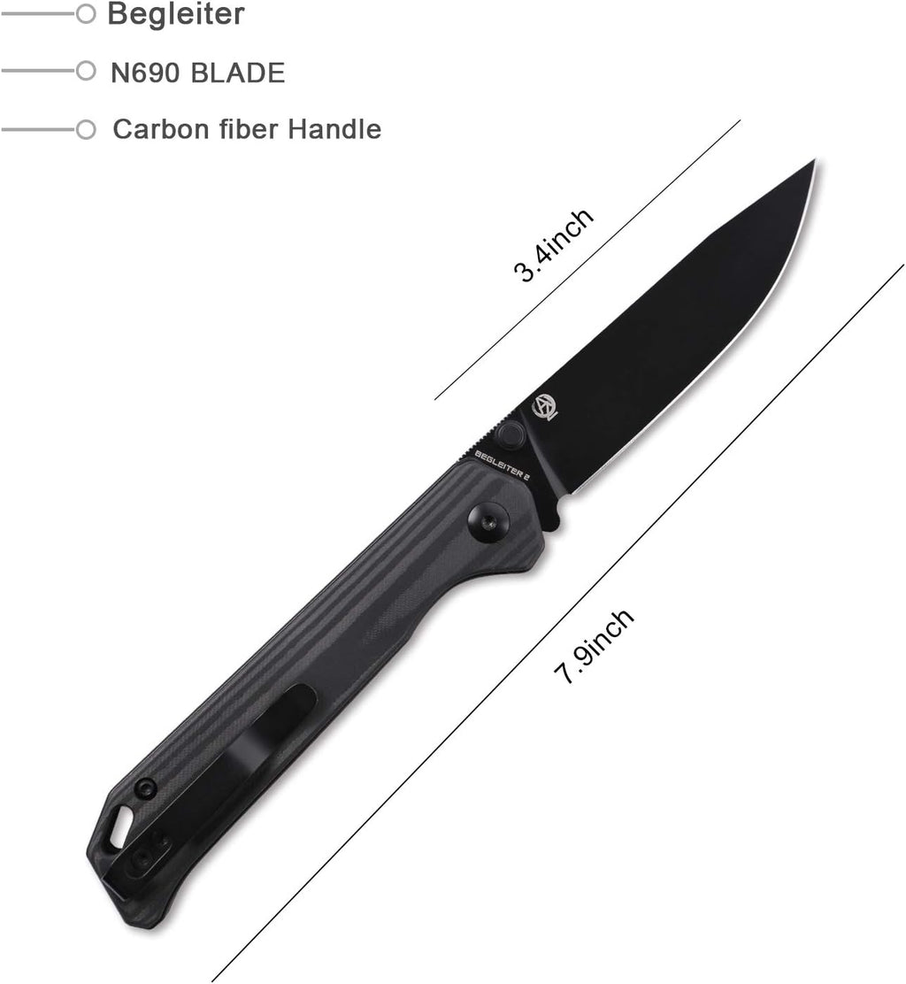 Folding Pocket Knife with N690 Blade and Carbon Fiber Handle O8197