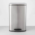 45L Rectangular Step Trash Can Silver L382603