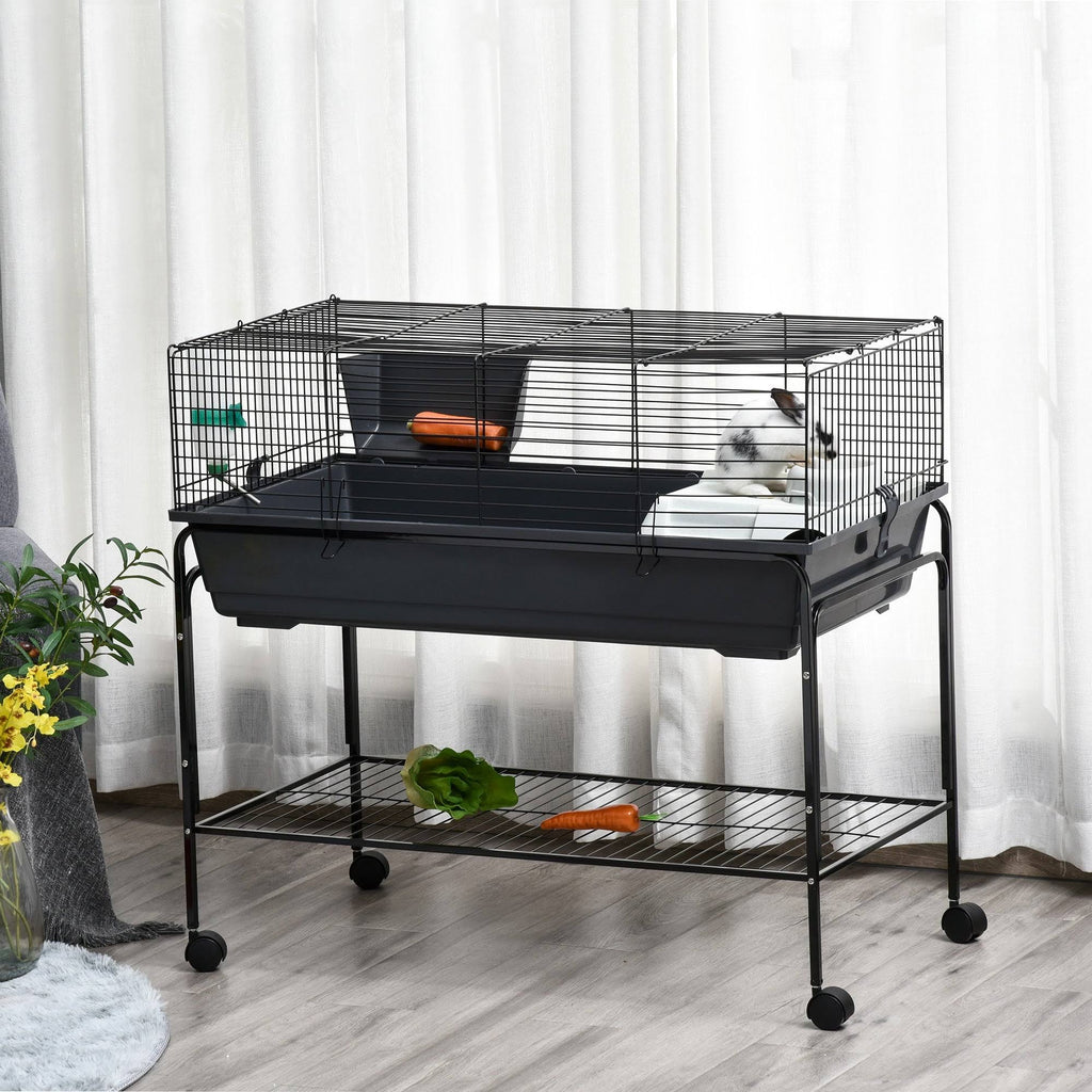 Small Animal Cage Rolling Rabbit Hutch with Detachable Stand B5977