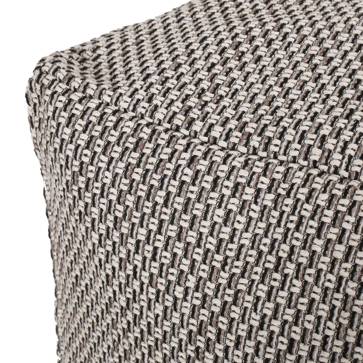 Brown Yellow Fabric Cube Pouf J778