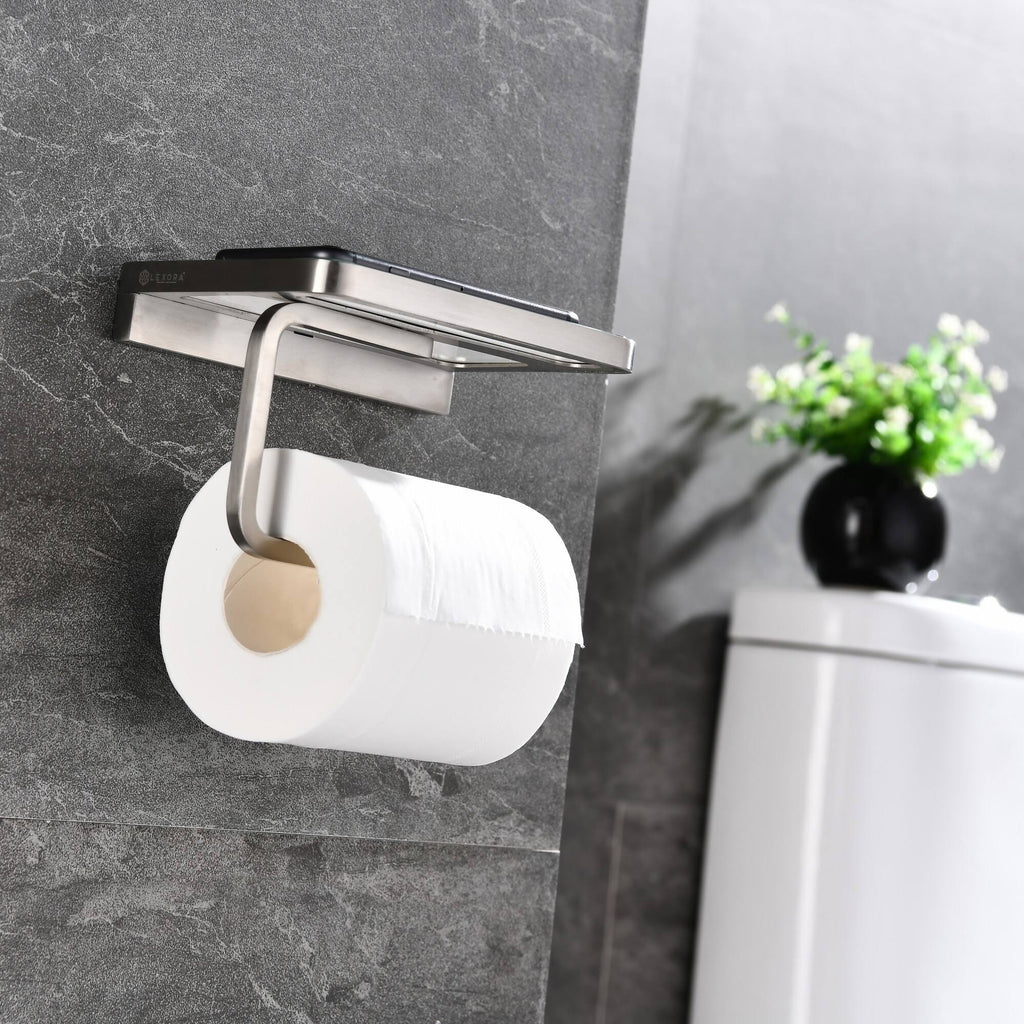 White Glass Shelf with Toilet Paper Holder F32111