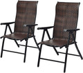 2 Piece Rattan Folding Reclining Chair with Adjustable Backrest G478195