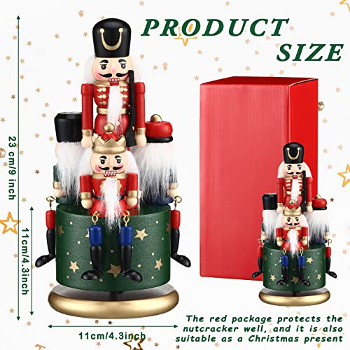 Nutcracker Music Box Wooden Nutcracker Soldier Toy Handmade Nutcracker Figures Christmas Nutcrackers Soldiers Wind up Musical Box Clockwork Christmas Music Box Z604