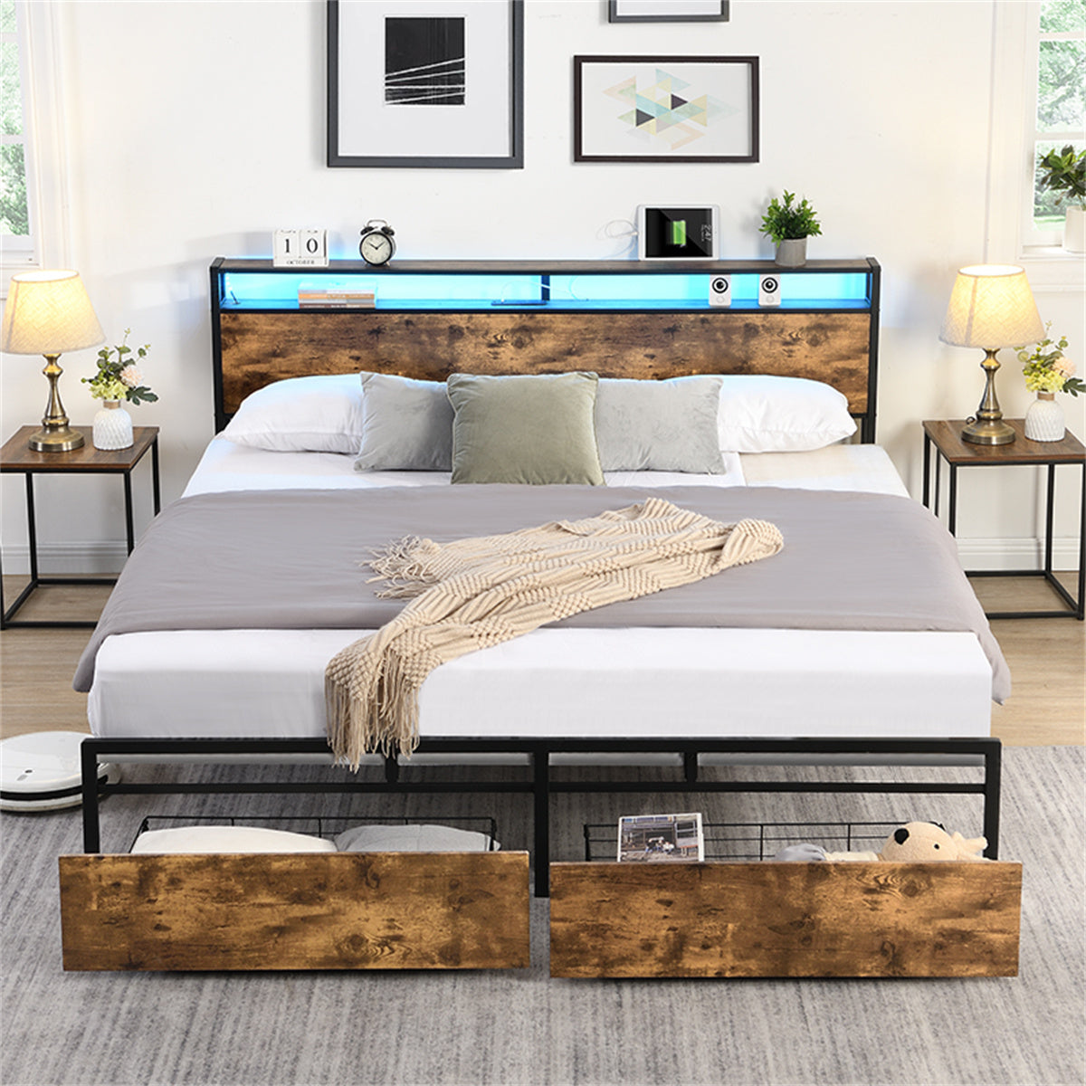 Full Bed Frame with Storage Headboard G57571