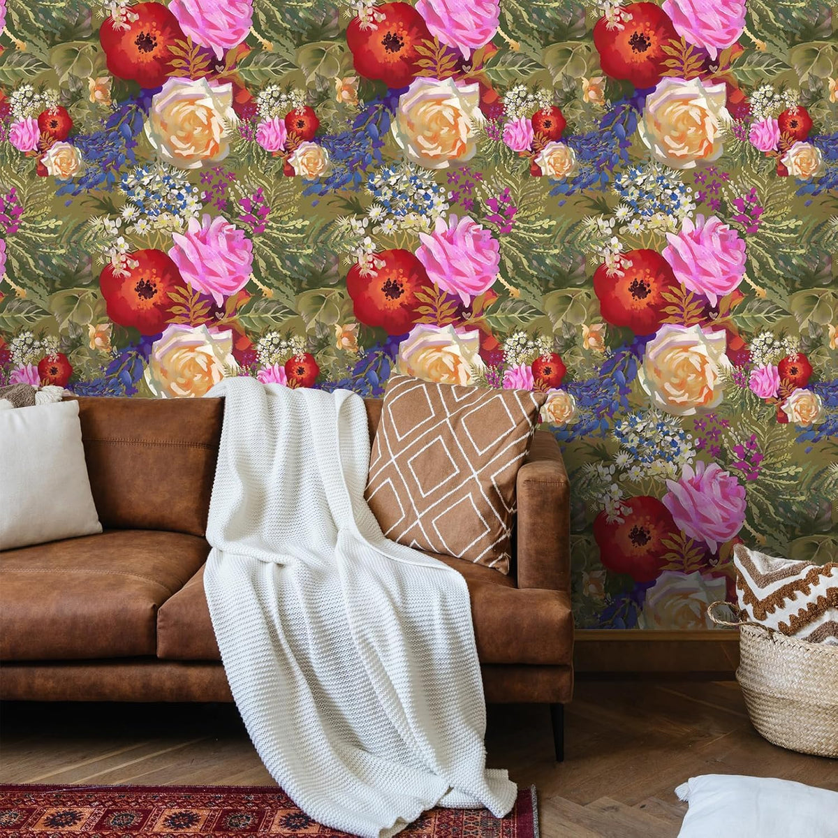 Green Botanical Peel and Stick Wallpaper 17.7''x118'' U651