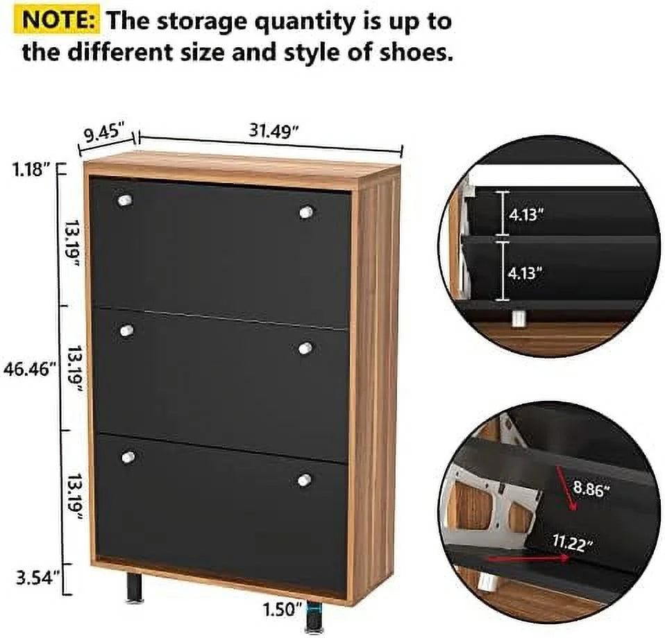 White 3 Drawer Shoe Cabinet A4636