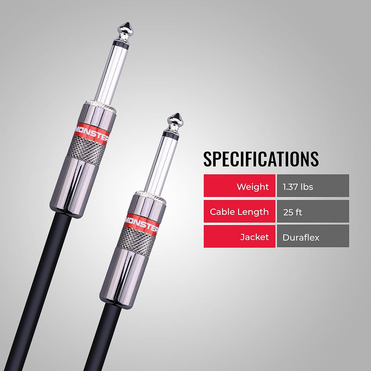 Speaker Cable Straight to Straight 25 ft 1/4 Plugs O333299