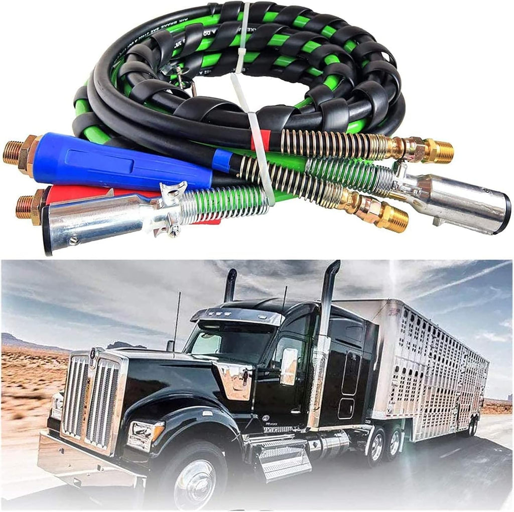 Semi Truck Trailer Tractor 3-in-1 Wrap Set ABS Air Power Line Hose Wrap 7 Way Electrical Rubber Air Hose Electrical Cable Wrap Air Line Hose 15' T118