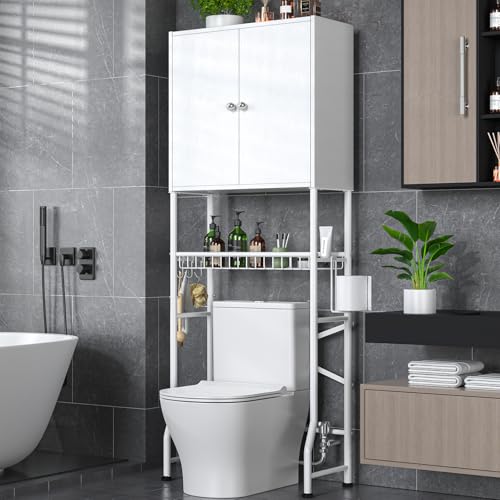 White Over The Toilet Storage Cabinet with 2 Doors C687682
