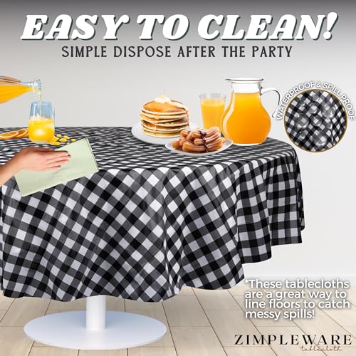 Red Gingham Checkered Plastic Round Tablecloth (12 Pack, 84in) N1882