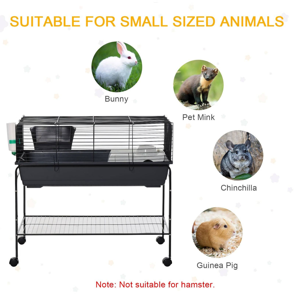 Small Animal Cage Rolling Rabbit Hutch with Detachable Stand B5977