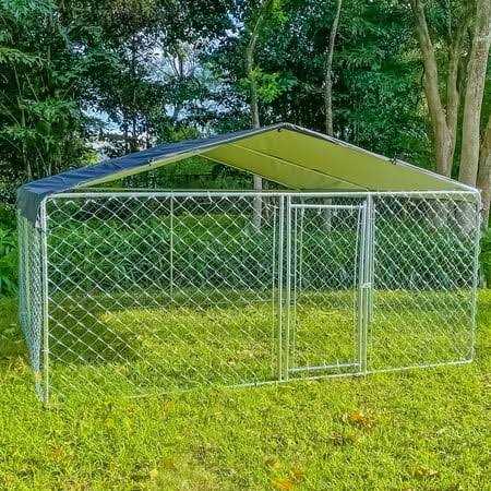 10ft x 10ft Outdoor Metal Dog Kennel with Roof Q58088