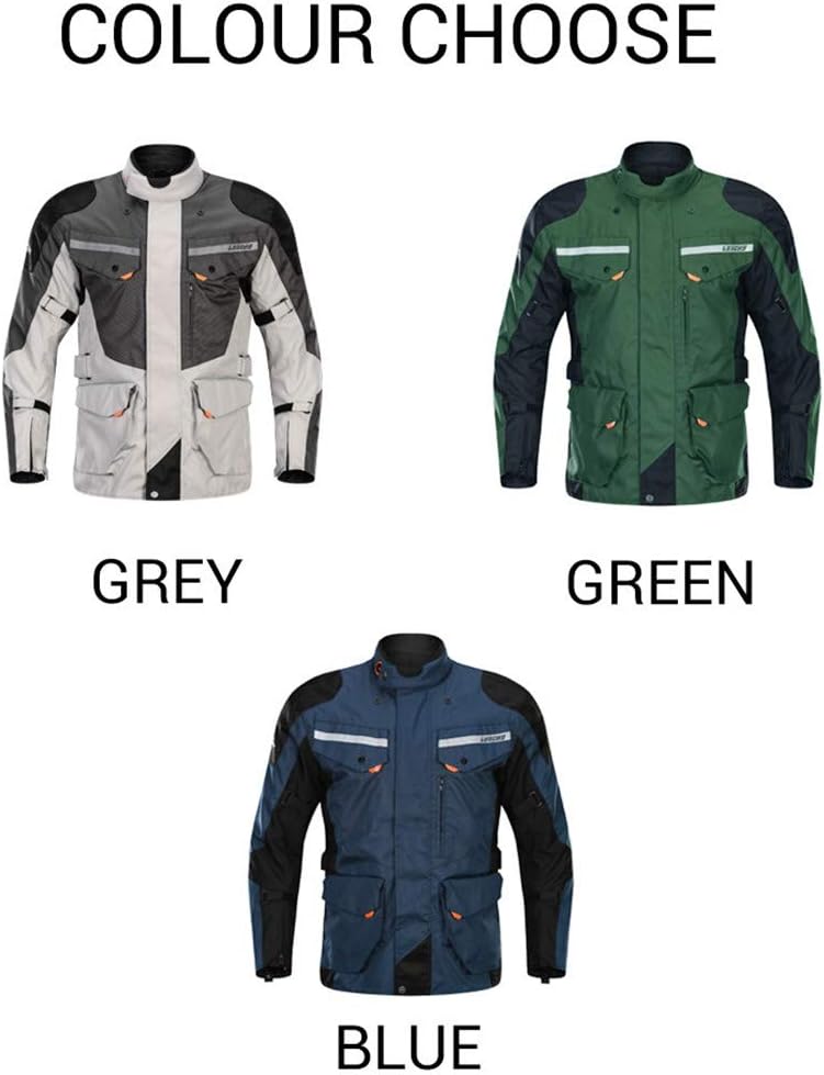 Gray Motorcycle Jacket Pants Suit Waterproof Winter Motorbike Riding Protective Gear Armor K9724