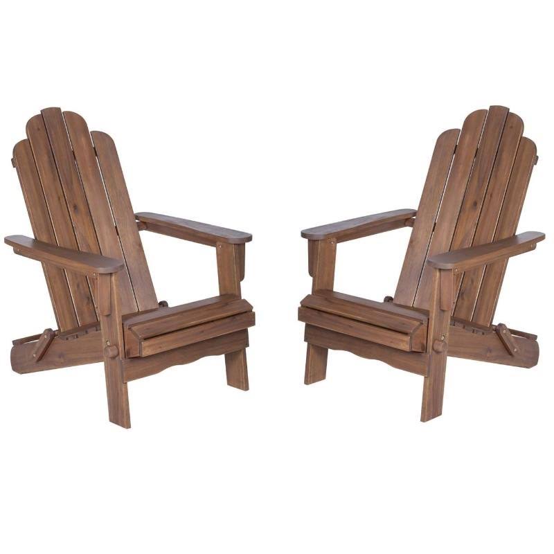 2 Piece Acacia Adirondack Chair Patio Set Dark Brown E942