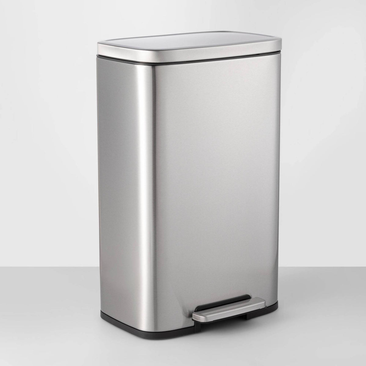 45L Rectangular Step Trash Can Silver L382603