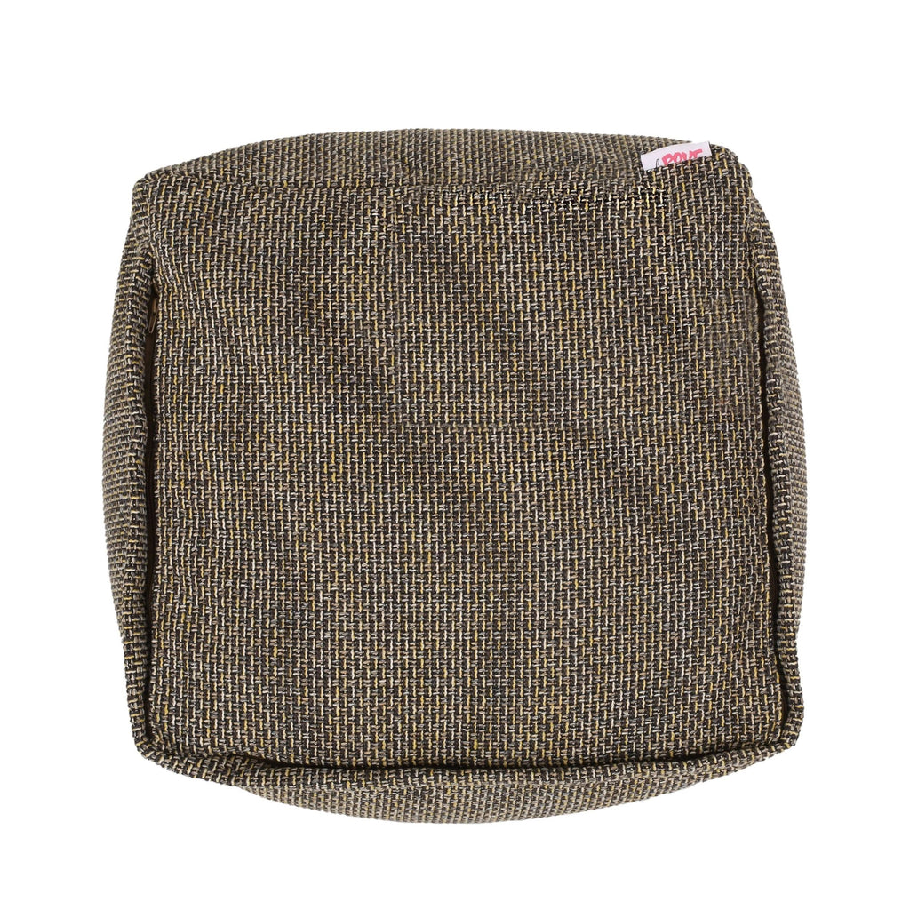 Brown Yellow Fabric Cube Pouf J778