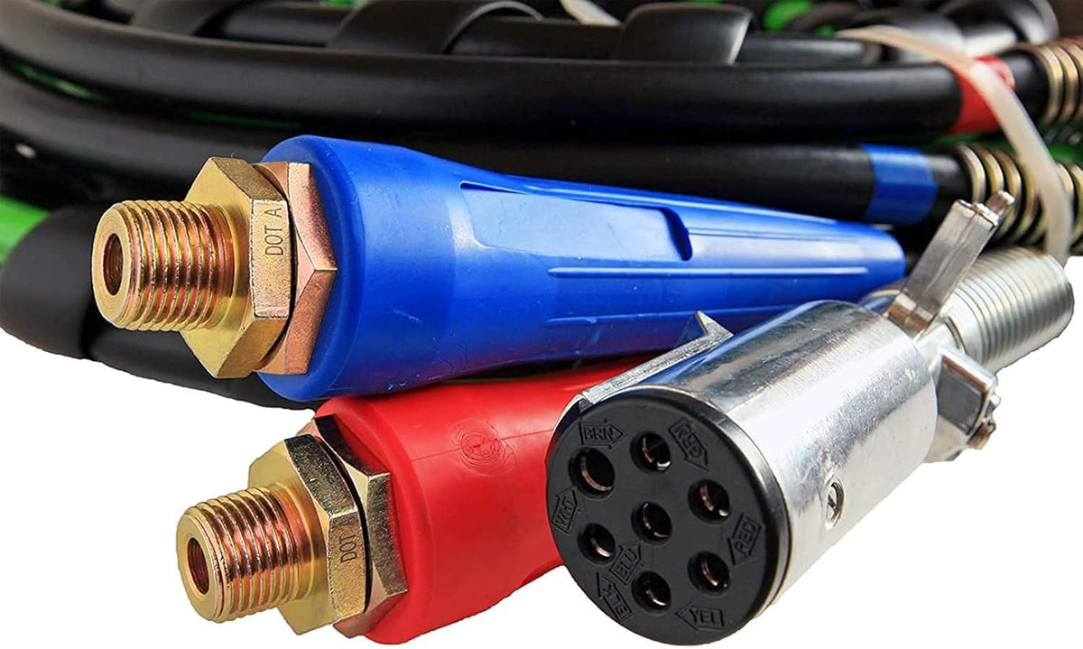 Semi Truck Trailer Tractor 3-in-1 Wrap Set ABS Air Power Line Hose Wrap 7 Way Electrical Rubber Air Hose Electrical Cable Wrap Air Line Hose 15' T118