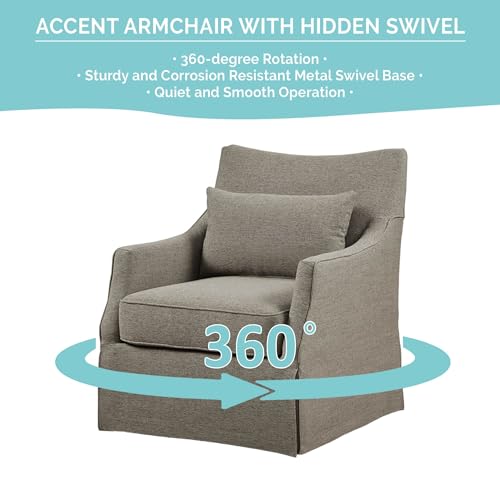 Beige Swivel Accent Armchair with Lumbar Pillow D422