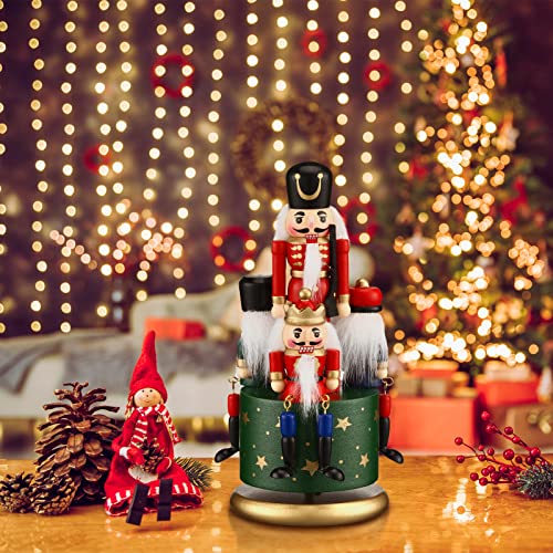 Nutcracker Music Box Wooden Nutcracker Soldier Toy Handmade Nutcracker Figures Christmas Nutcrackers Soldiers Wind up Musical Box Clockwork Christmas Music Box Z604