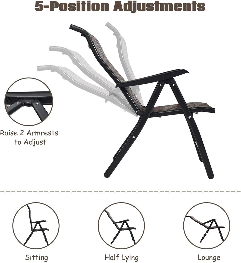 2 Piece Rattan Folding Reclining Chair with Adjustable Backrest G478195