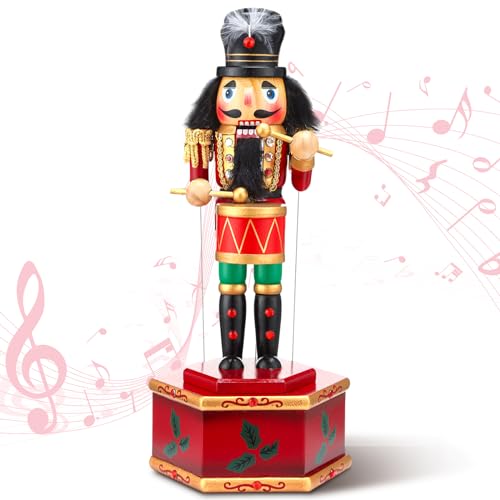 Nutcracker Music Box Wooden Nutcracker Soldier Toy Handmade Nutcracker Figures Christmas Nutcrackers Soldiers Wind up Musical Box Clockwork Christmas Music Box Z604