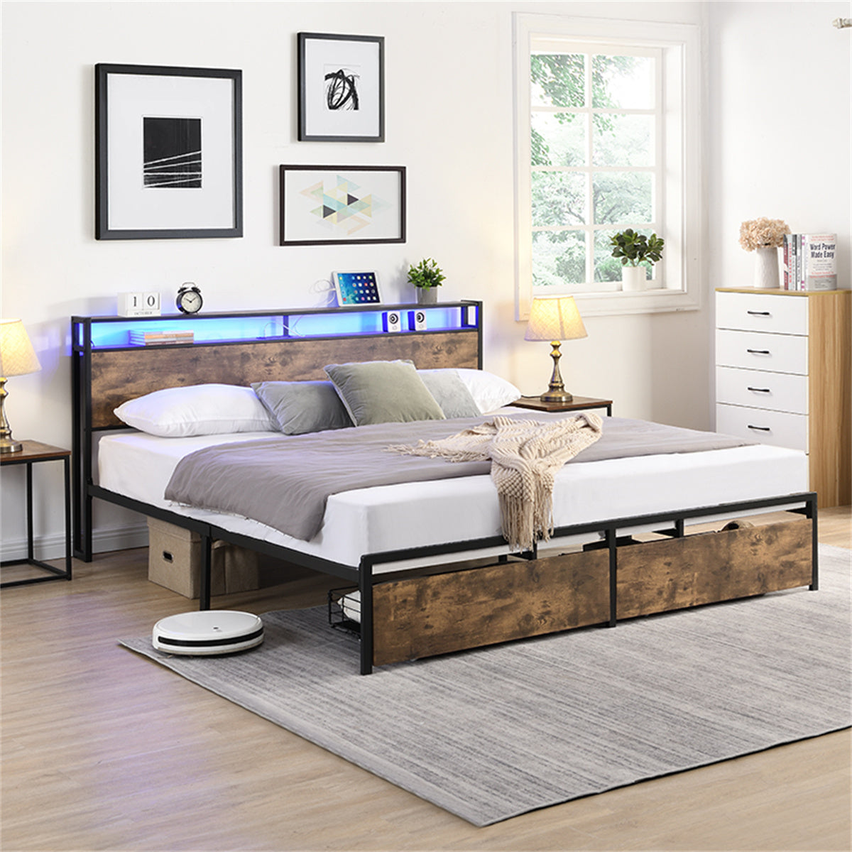 Full Bed Frame with Storage Headboard G57571
