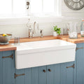 Fireclay Farmhouse Sink with Drainboard in Biscuit I64447