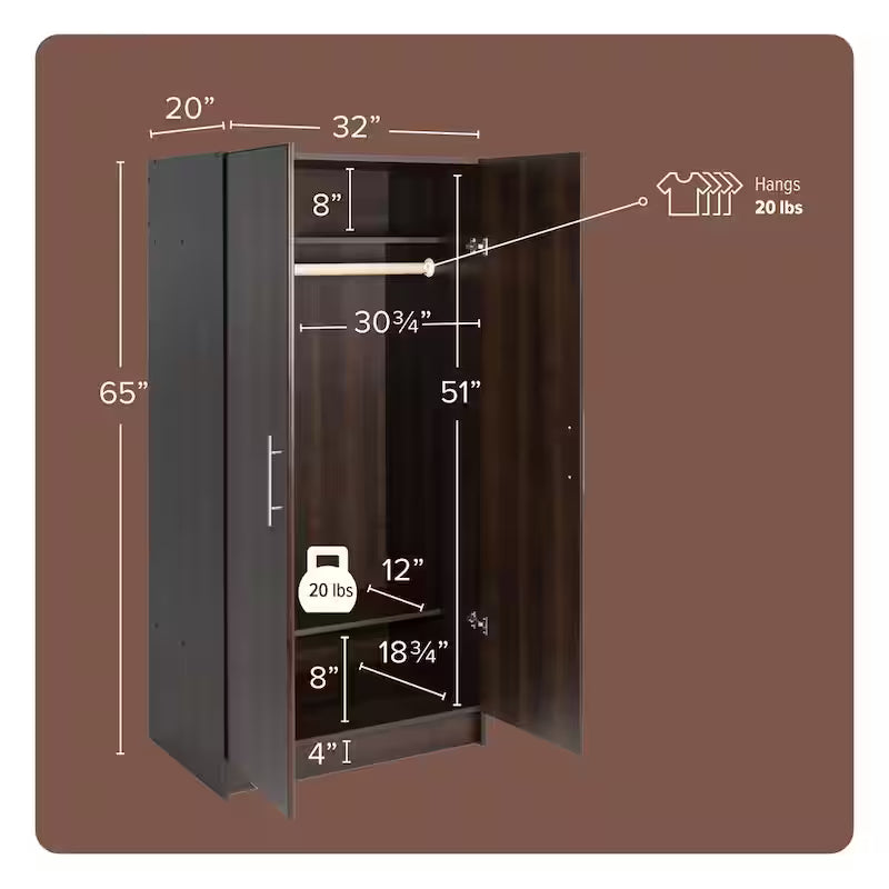 Wood Freestanding Garage Cabinet in Espresso J7256