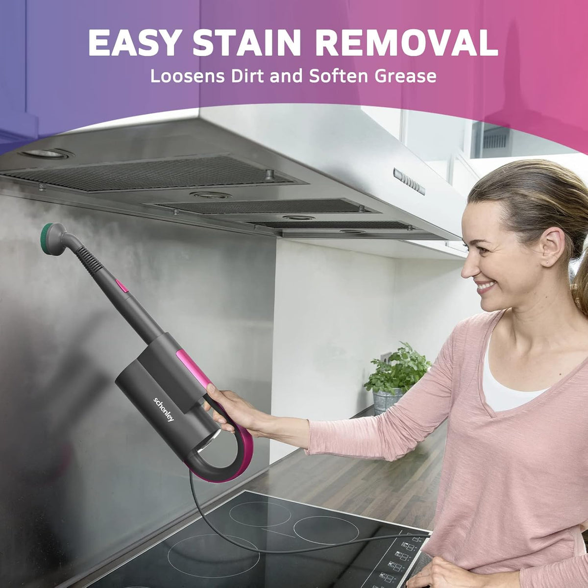 Steam Mop Cleaner with Detachable Handheld Steamer, 7-in-1 Accessories, Washable Microfiber Pads E526003