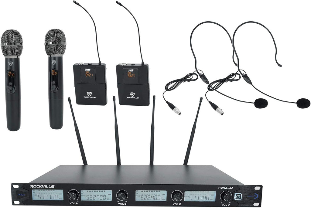 Quad Wireless UHF Handheld/Headset Microphone System 20 Channel Y6722