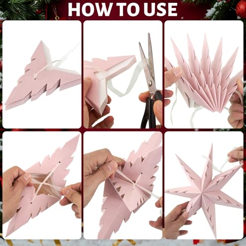 Flocked Paper Star Lantern 12 inch Foldable Q470