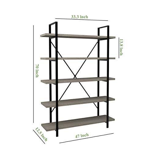 3-Tier Gray Oak Metal and Wood Bookshelf E1446