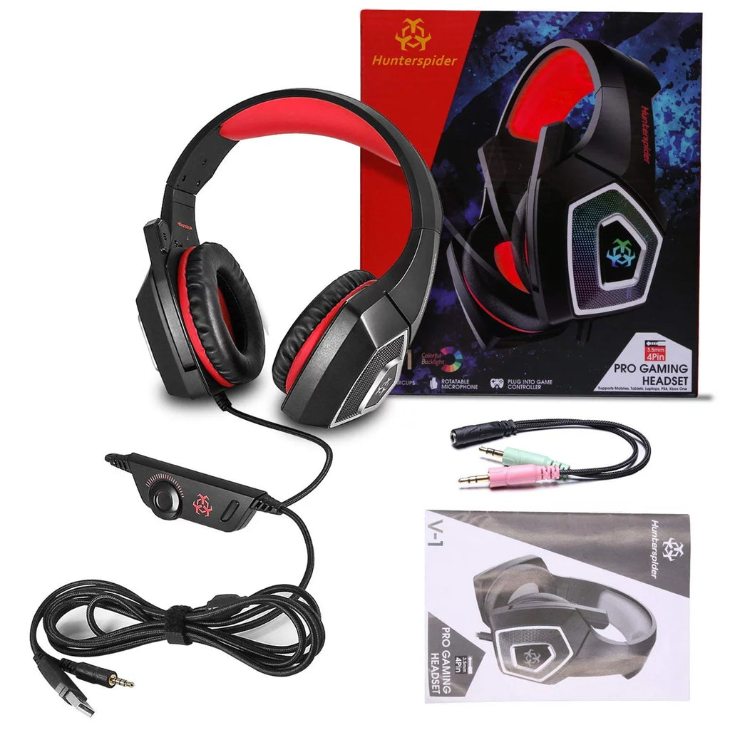 Gaming Headset with Mic, Over Ear 3.5mm Noise Canceling LED K5901