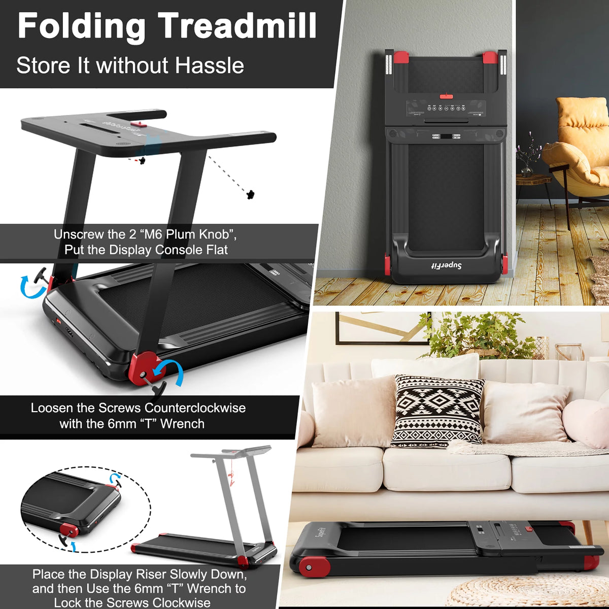 Electric Treadmill Compact Walking Running Machine S534611