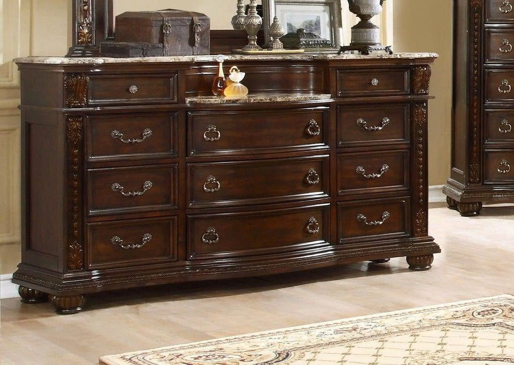 Dark Cherry 11-Drawer Dresser with Mirror U28586