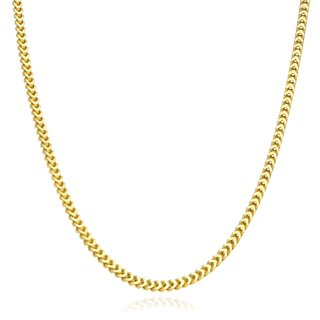 18K Gold Over Silver Hollow Franco Chain Necklace 20"-30" G1224