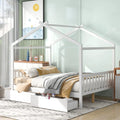 White Full Size Wood Platform Bed with 2 Drawers G2047