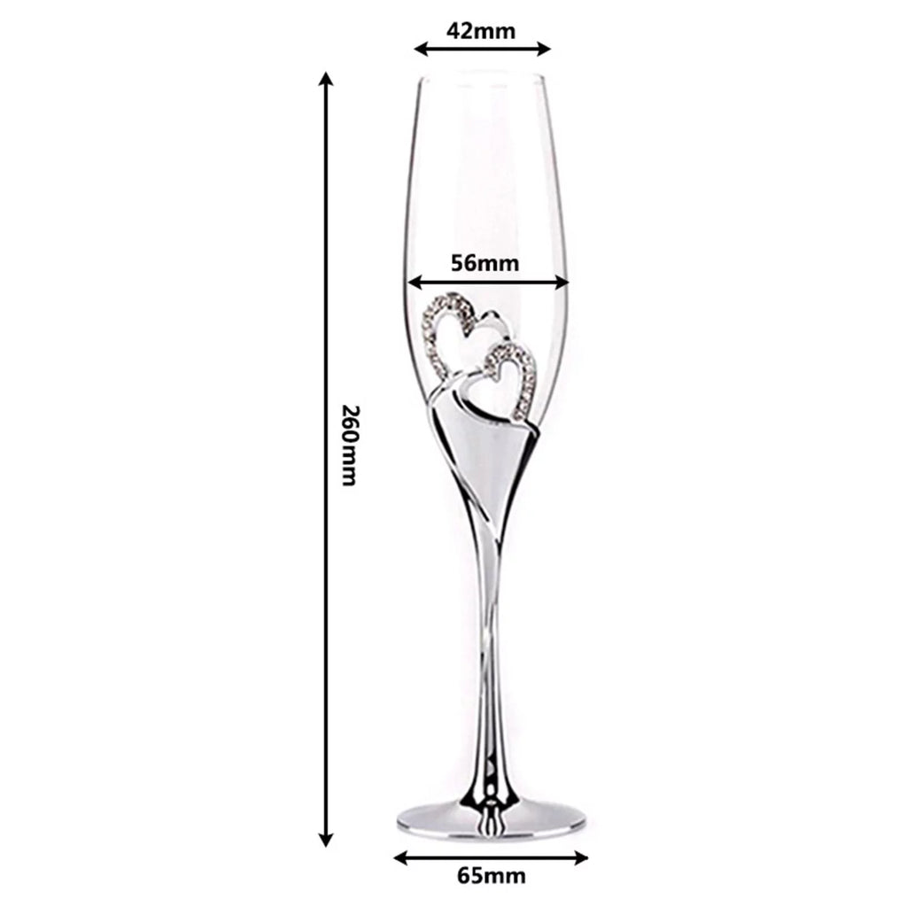 Champagne Flutes Glass Set of 2 Hand Blown Crystal P1068