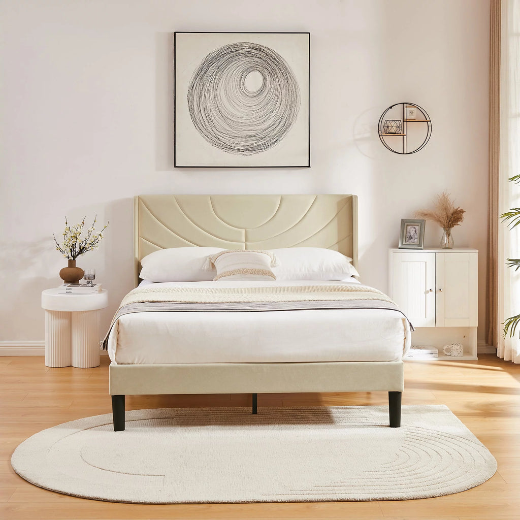 Queen Platform Bed Frame with Upholstered Headboard G5111