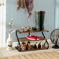 3-Shelf Wooden Shoe Rack with Matte Black Metal B49113