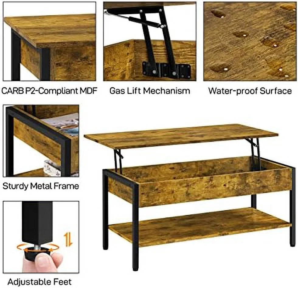 Lift Top Coffee Table with Hidden Compartment X48793