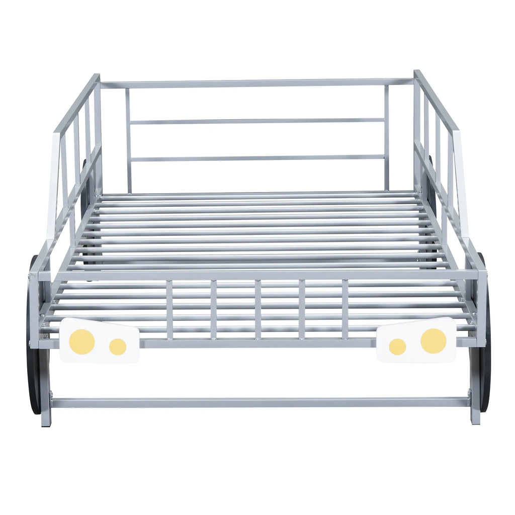 Metal Twin Size Car-Shaped Platform Bed with Tires O309103