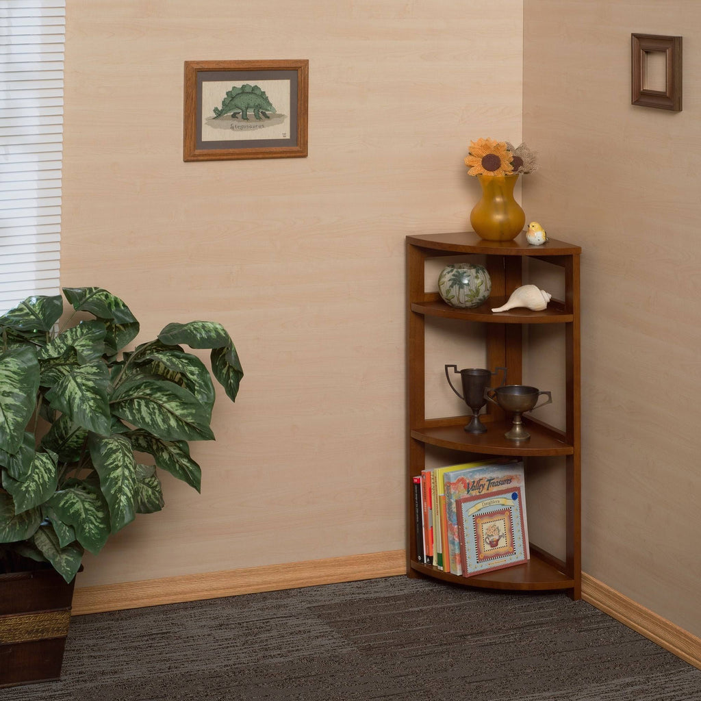 Cherry High Corner Folding Bookcase B7824