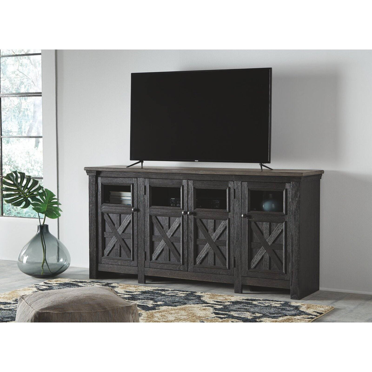 74" TV Stand in Black and Gray M2329