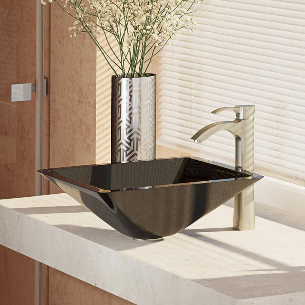 16-1/2x22 Glass Vessel Bathroom Sink with Vessel Faucet G54597