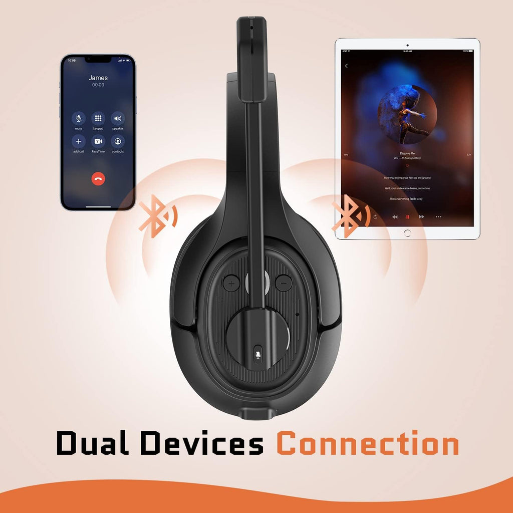 Noise Canceling Wireless Over Ear Bluetooth Headset with Microphone, Pack of 2 V985065