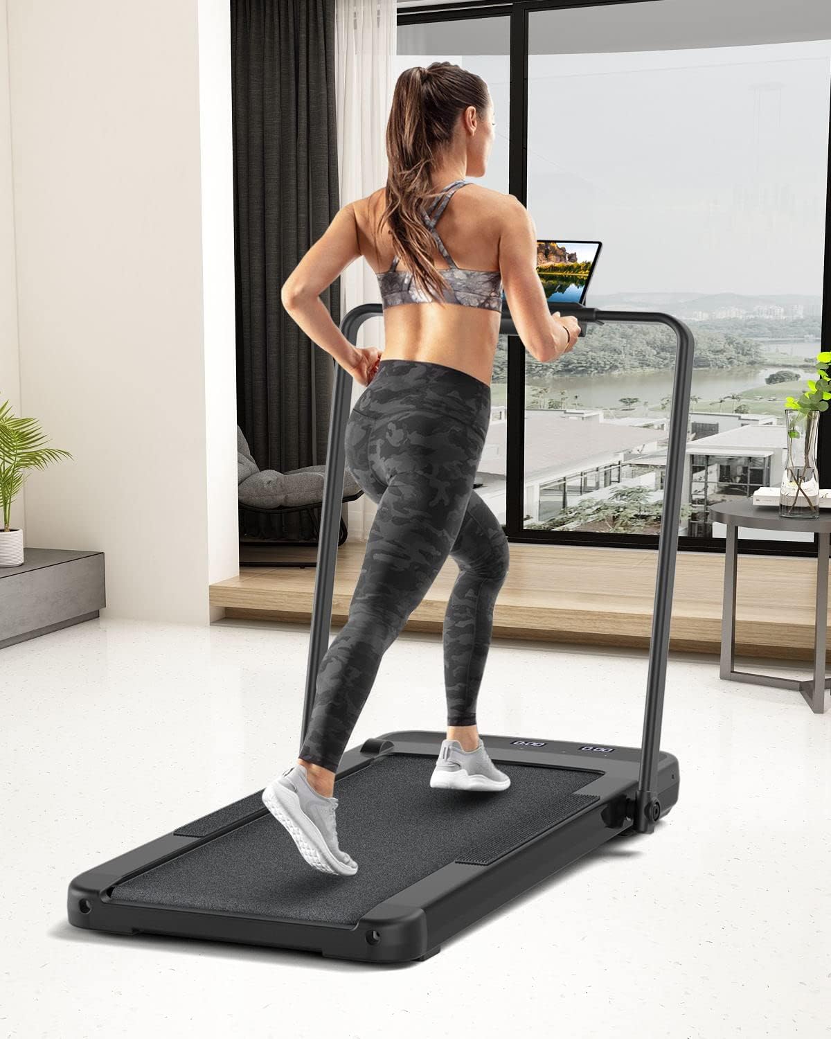 Black 2 in 1 Folding Treadmill with Remote Control K36012