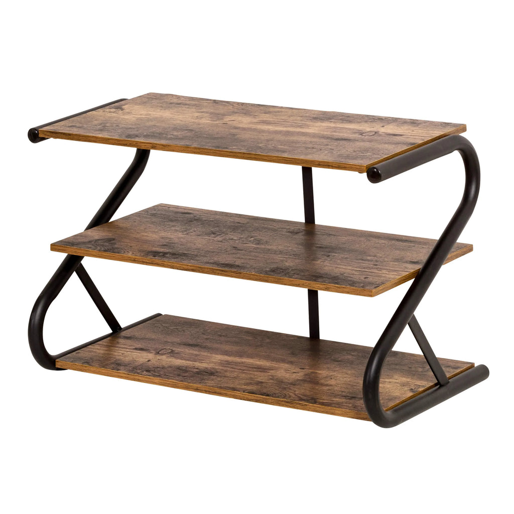 3-Shelf Wooden Shoe Rack with Matte Black Metal B49113