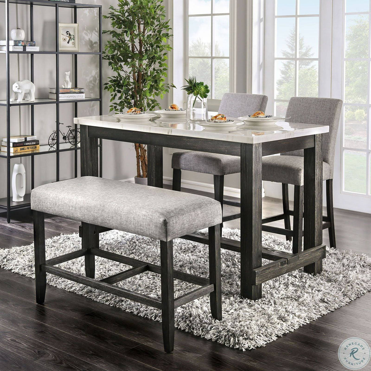 Light Gray Counter Height Bench V71779